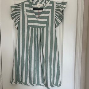 Umgee Striped Green and White Midi Dress